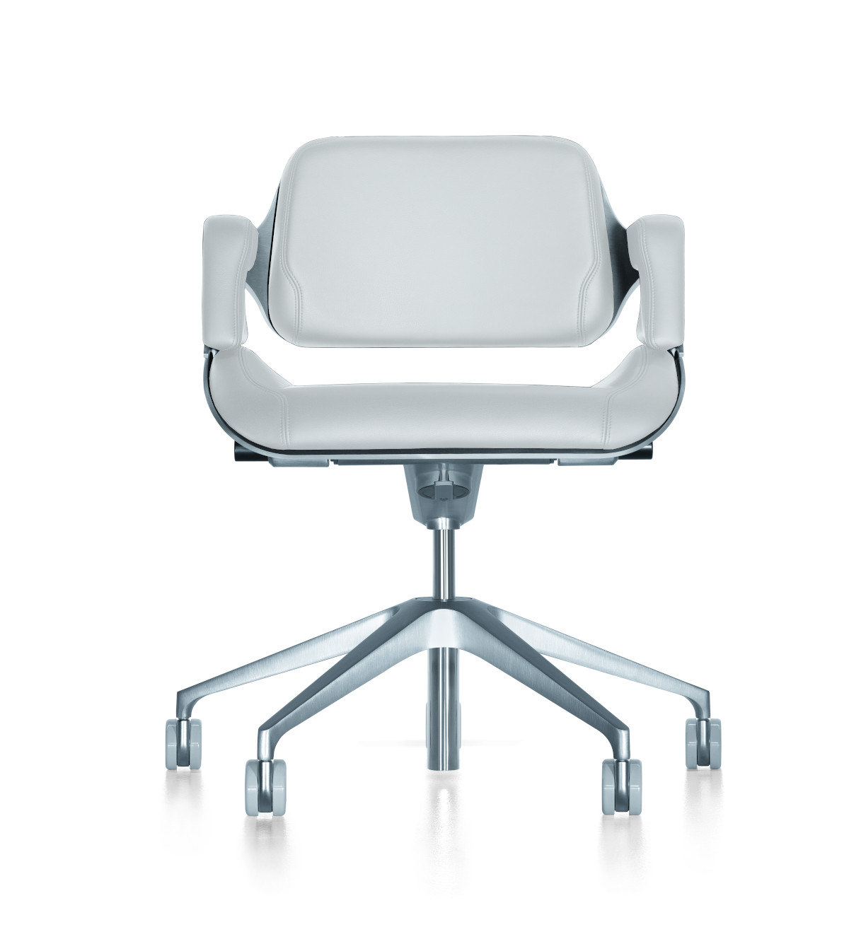Design-Bürostuhl Interstuhl Silver 162S mit Aluminiumrahmen, Echtleder und ergonomischer Sitzmechanik