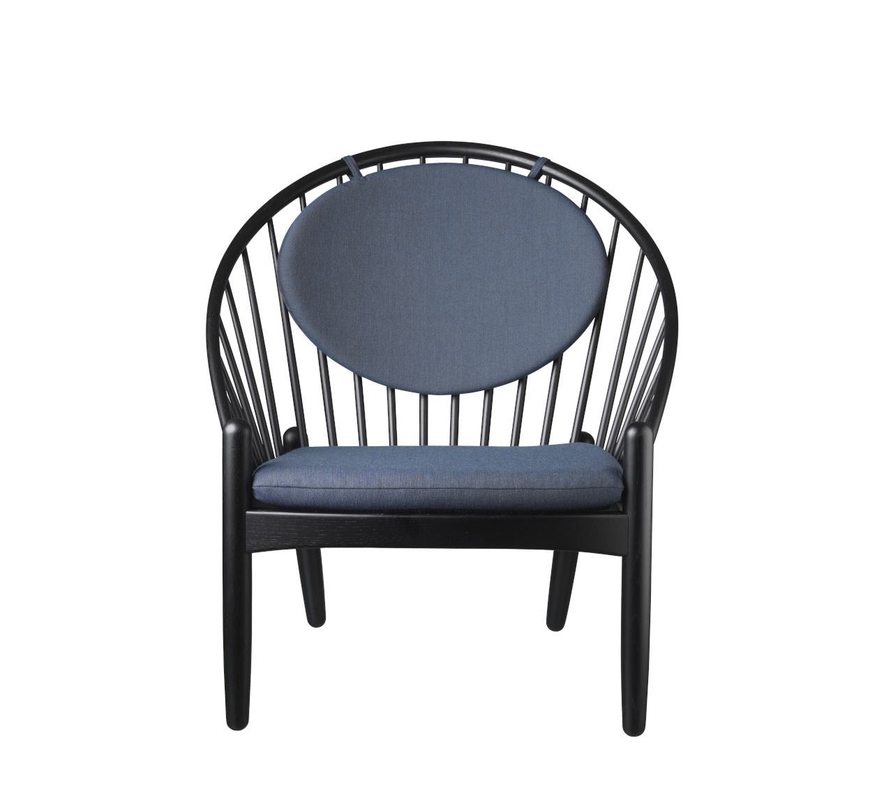 FDB Møbler J166 Jørna Sessel, dunkelblaue Polster, schwarze Eiche, nachhaltig, funktional, skandinavisch