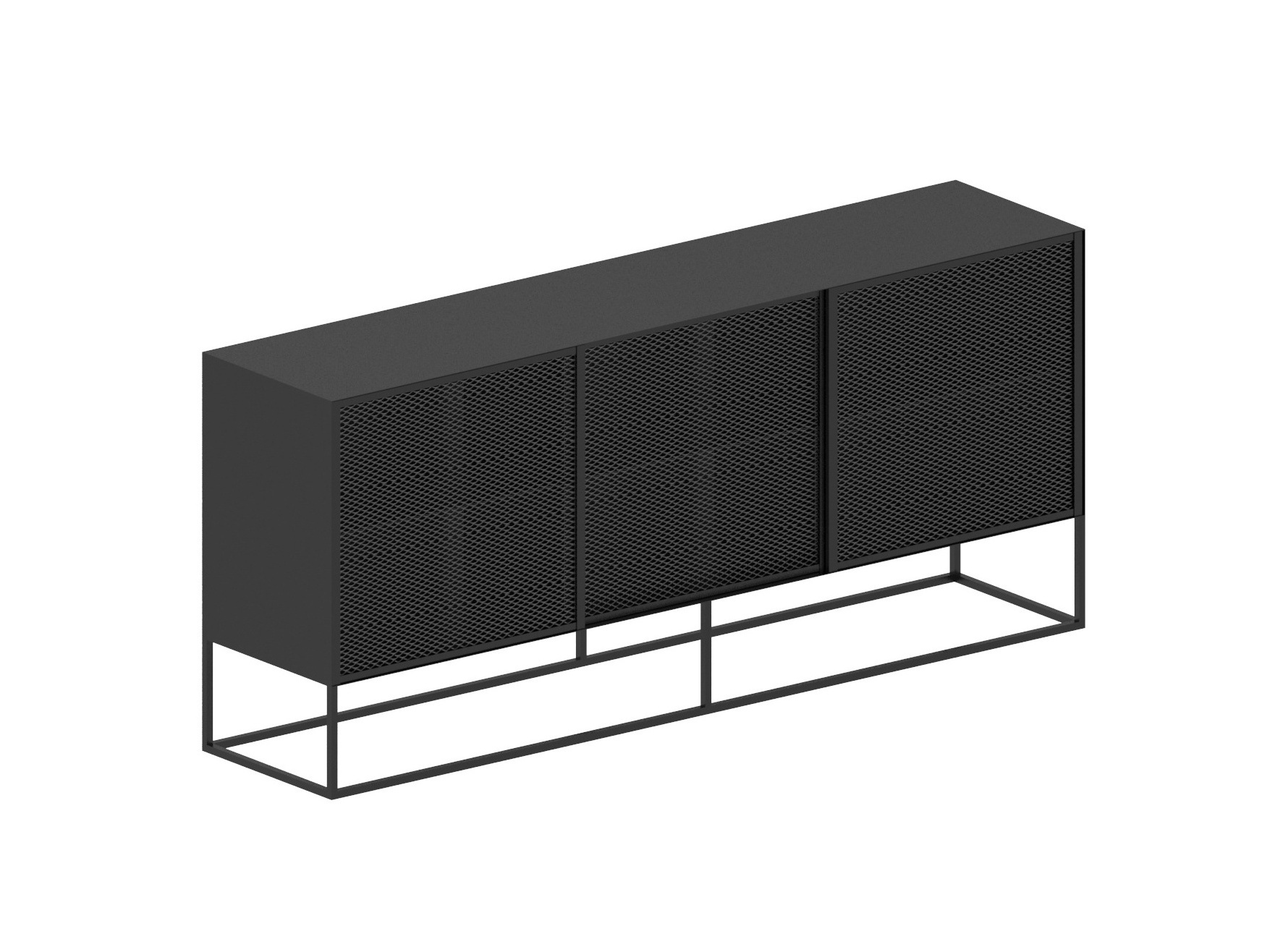 Zeus Isotta Sideboard mit Strip LED Beleuchtung Länge 182 Höhe 80 cm Schwarz