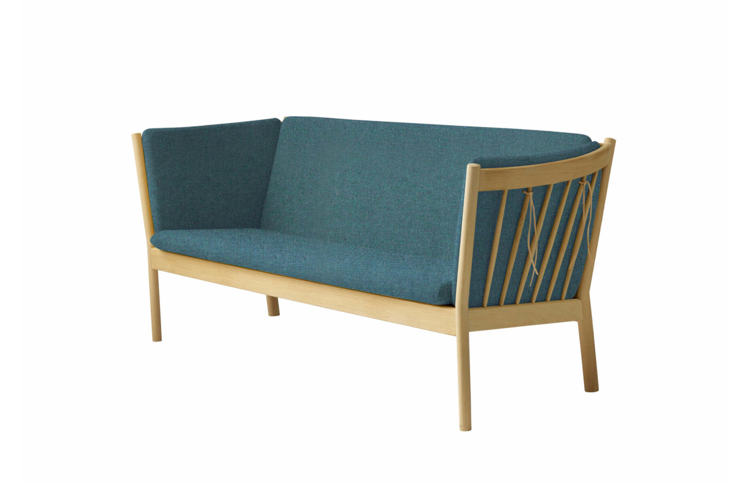 FDB Møbler J149 3-Sitzer Sofa, ergonomisch, Eiche natur, grüner Bezug, nachhaltig, nordisches Design