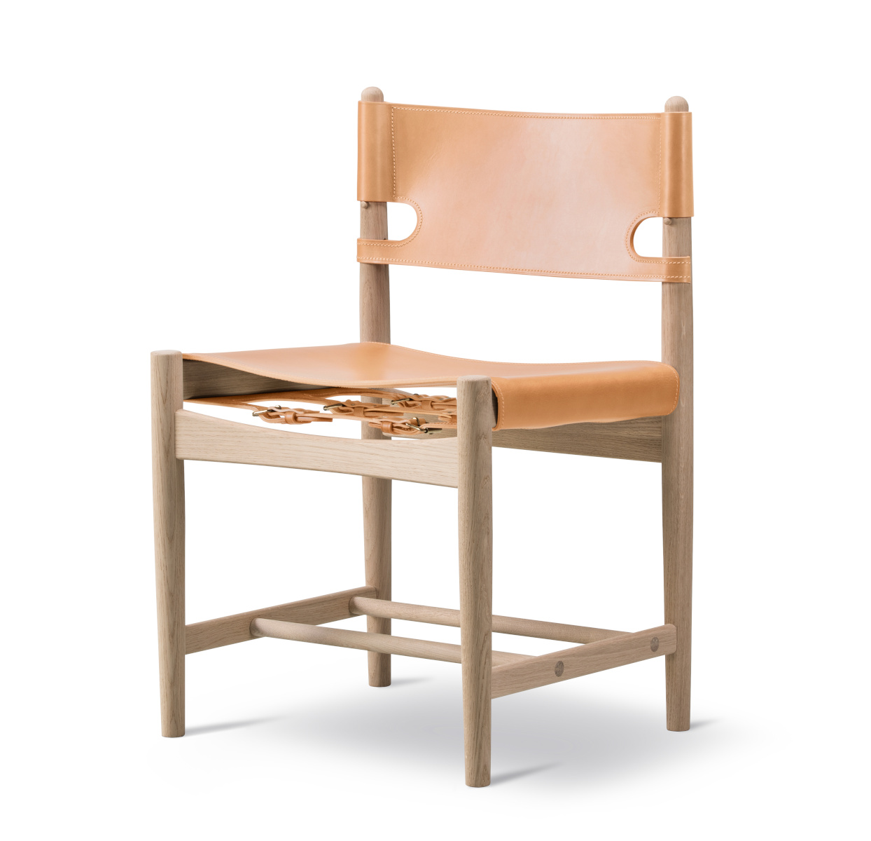 The Spanish Dining Chair, eiche geseift / leder natur