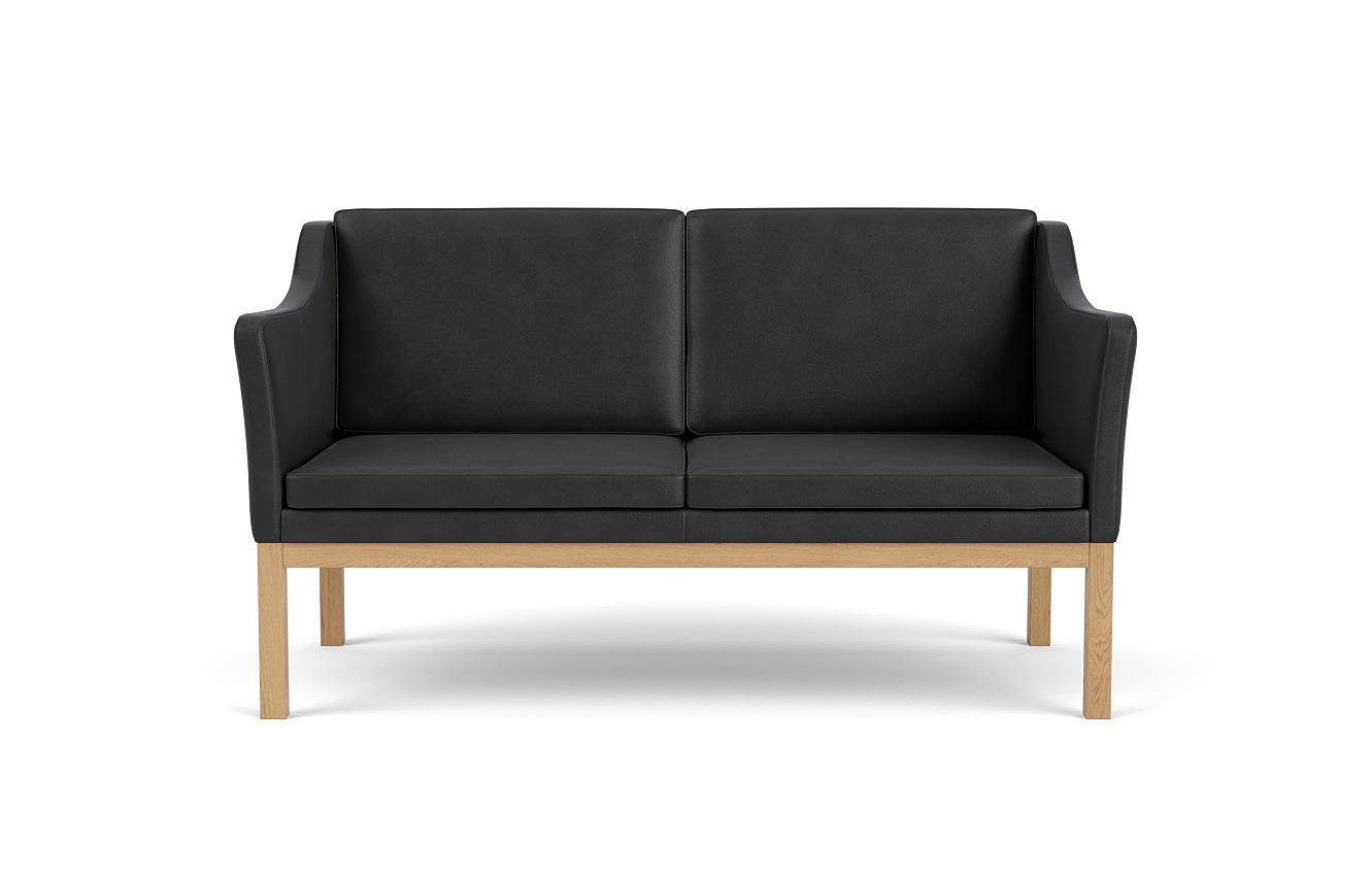 FDB Møbler L45 MK154 – nordisches 2-Sitzer Sofa FDB Møbler L45 MK154 Sofa 2-Sitzer, nordisch, Eiche natur, Leder schwarz, langlebig, funktional