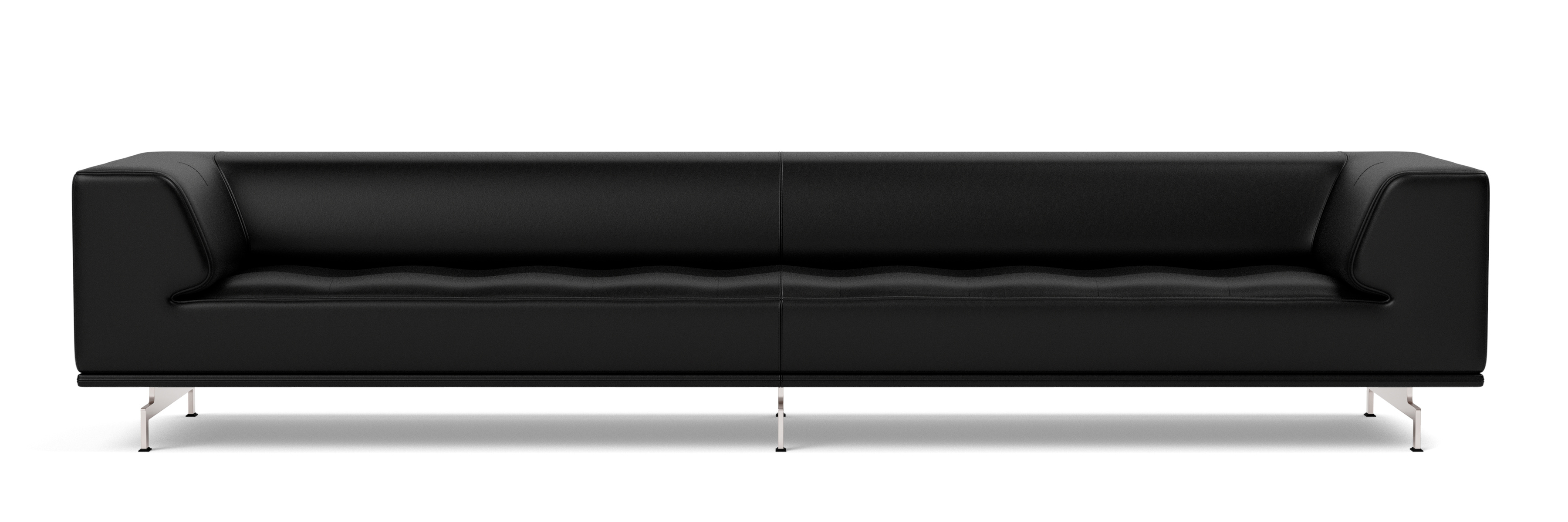 Delphi Sofa - Model 4512, brushed aluminium / leder max 98 schwarz