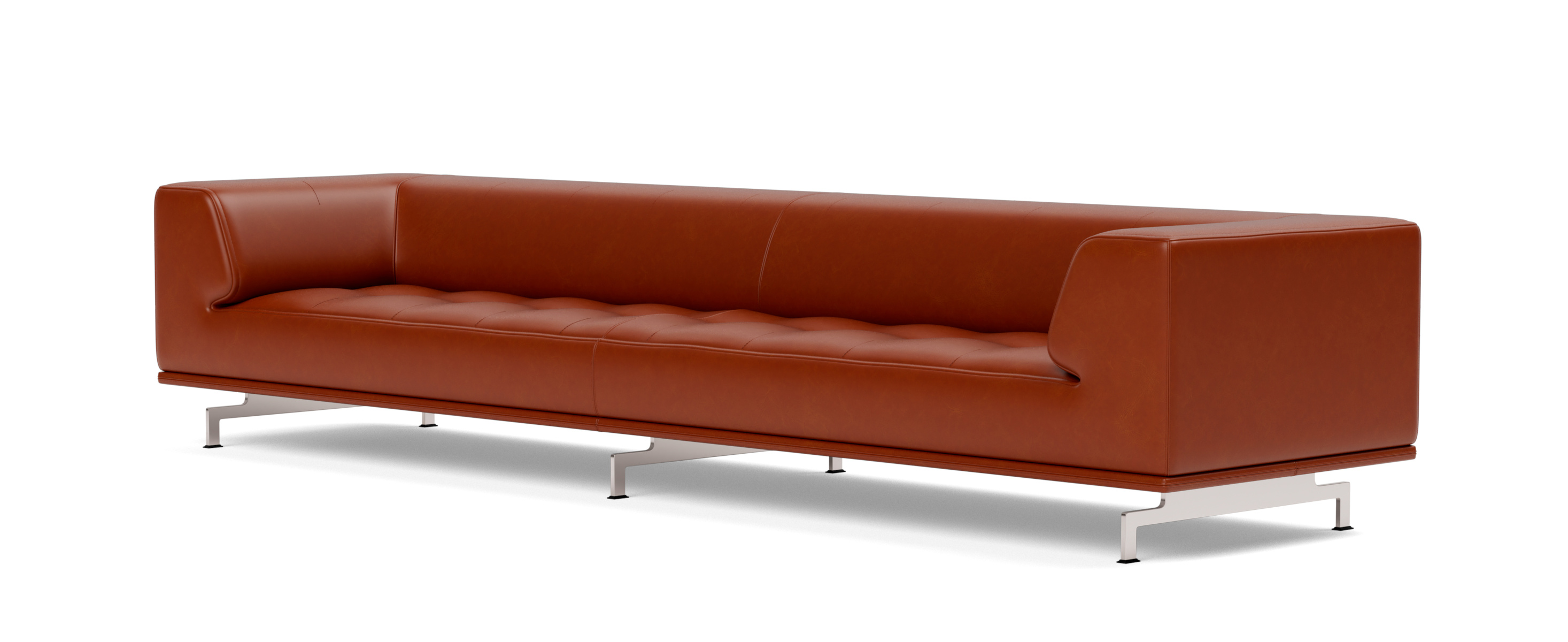Delphi Sofa - Model 4512, brushed aluminium / leder cera 905 russet brown