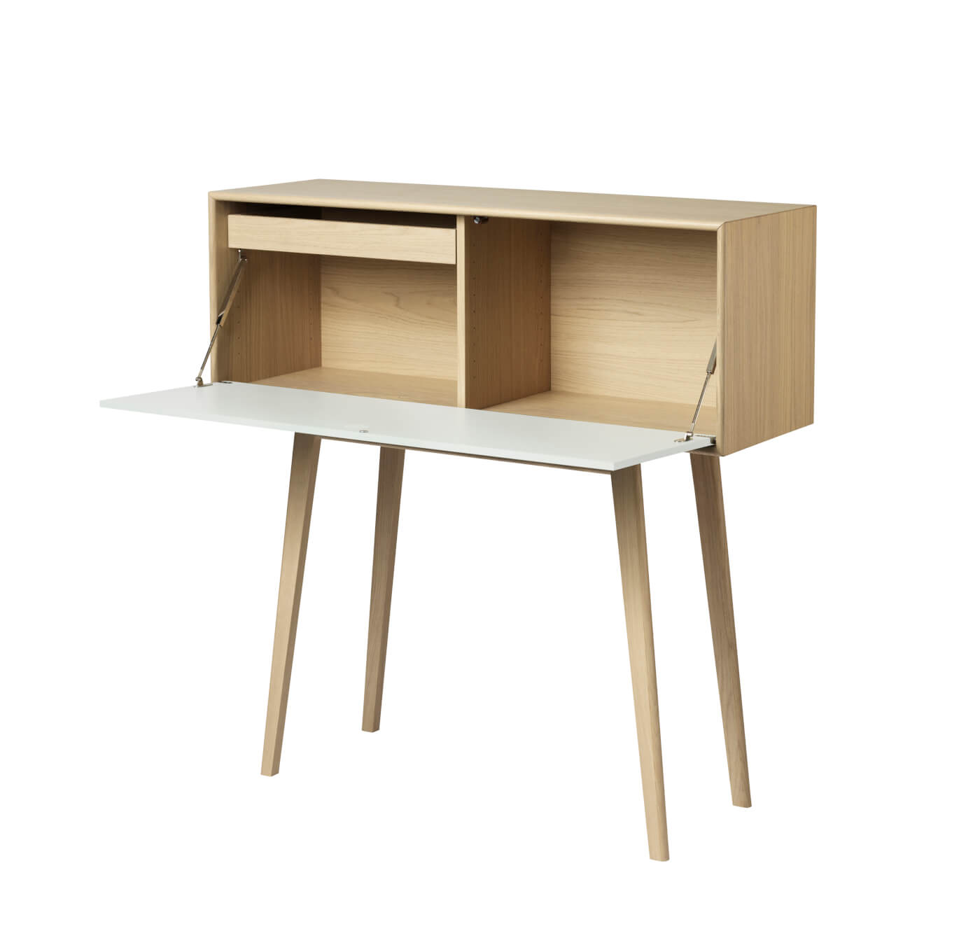 FDB Møbler A84 Butler Kommode, naturfarbene Eiche, weiß lackiert, skandinavisches Design, robust