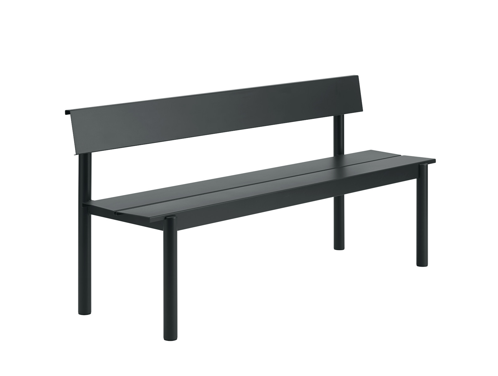 Linear Steel Gartenbank mit Rückenlehne, 170 cm, anthrazit black