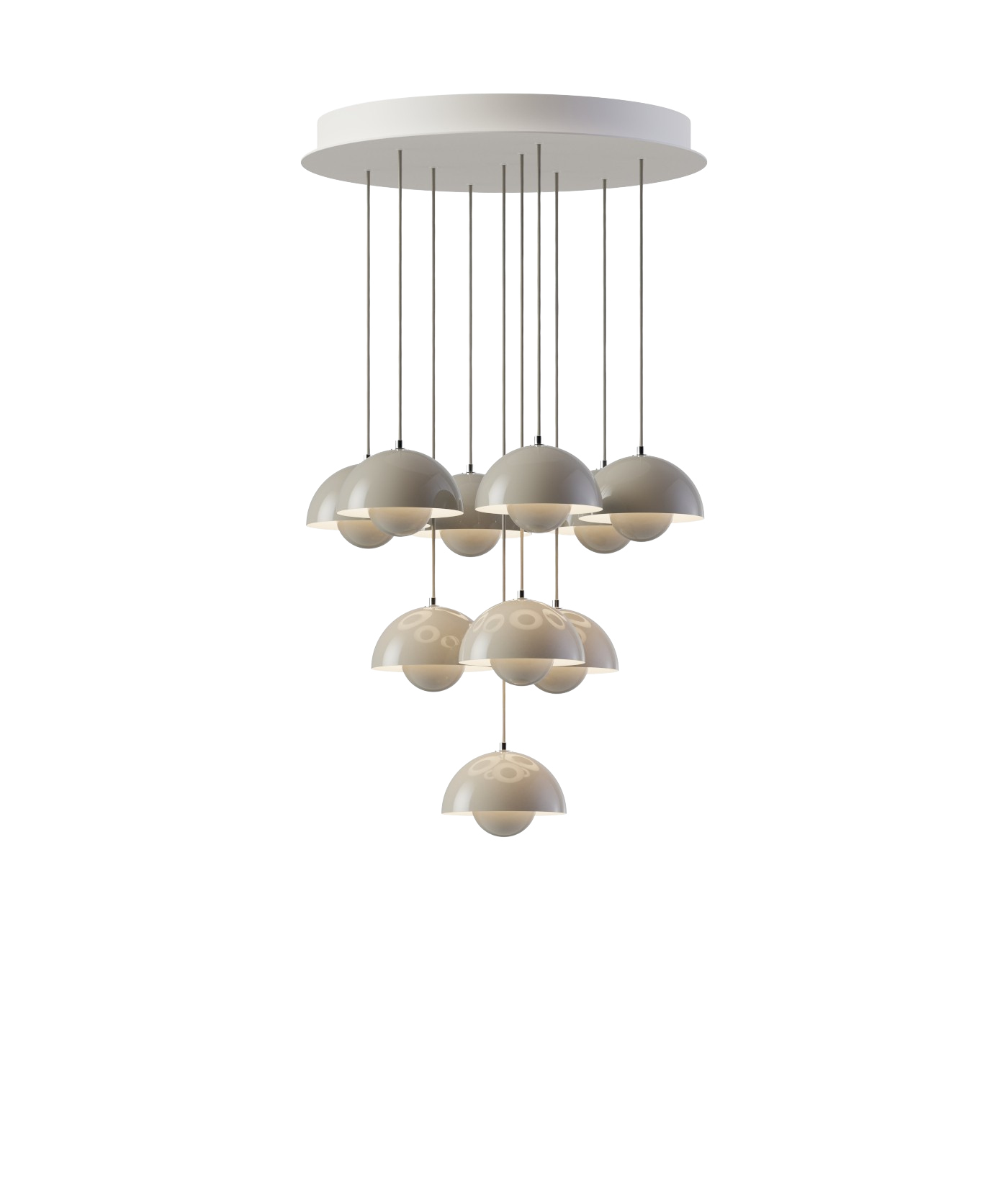 Flowerpot VP10 Kronleuchte, 10 pendants, grey beige Flowerpot VP10 Kronleuchte, 10 pendants, grey beige